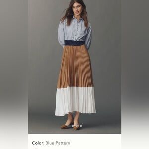 Anthropologie Maeve Somerset Pleated Twofer Maxi Dress